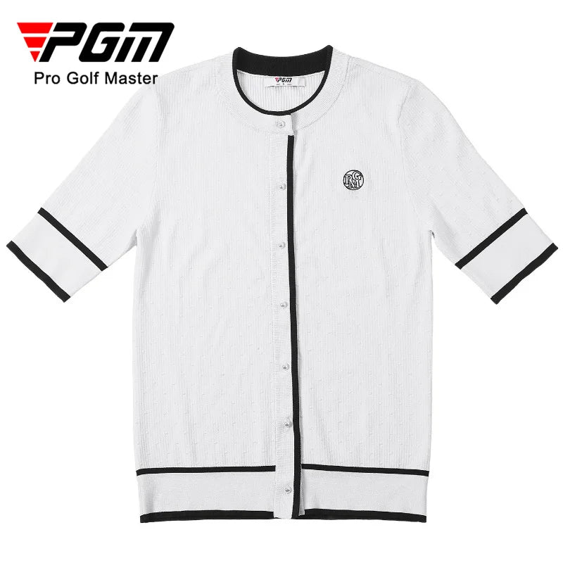 PGM Golf Clothing Summer Women's Breathable Short Sleeve Small Fragrant Knitted Top YF917