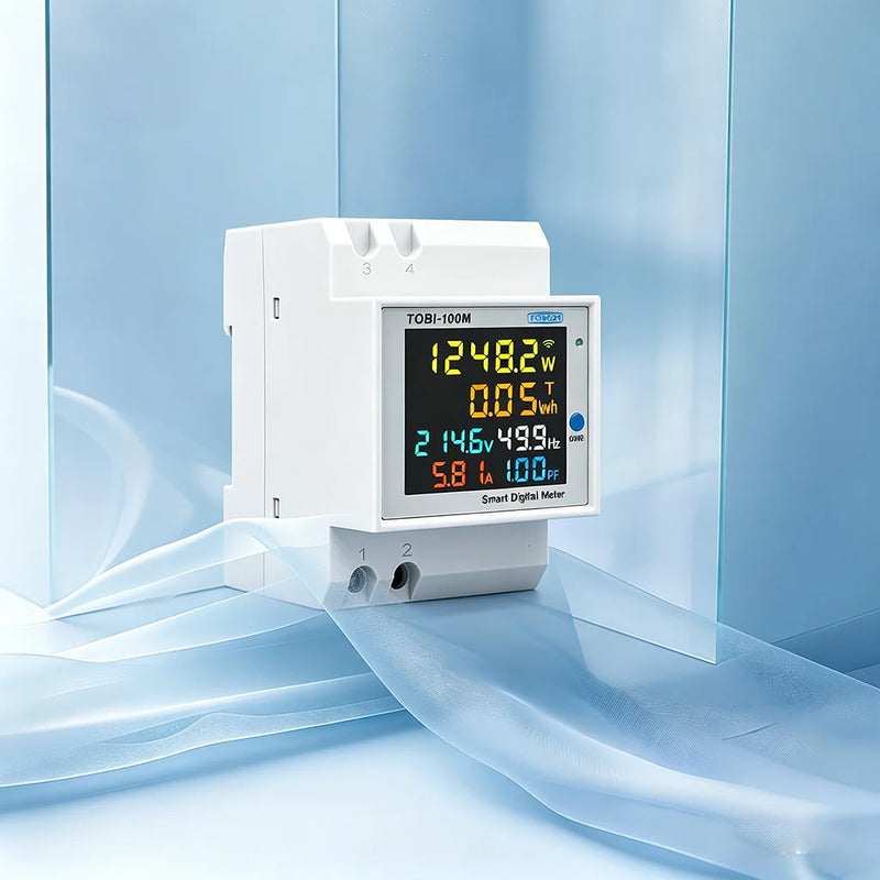 TOMZN 6-in-1 WiFi Smart Meter – Voltage, Current, Power, Energy, Frequency, PF, Timer, with Internal/External CT