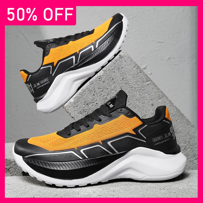 Mens Running Shoes 2026 New Trendy Mesh Breathable Lightweight Cushioning Daily Leisure Fashion Lace-up Sneakers for Men