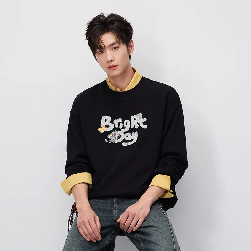 Semir Men Sweatshirt Soft Loose Crew Neck 2026 Autumn Pullover Couple Style Casual Knit Top Everyday Wear Daily Layer