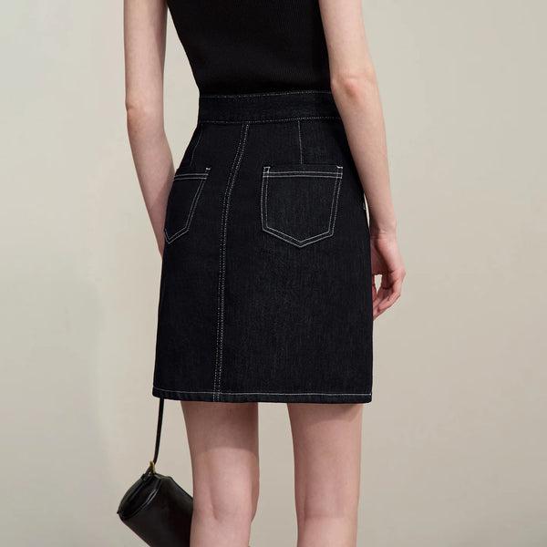 សំពត់ Denim របស់ស្ត្រី Amii ឆ្នាំ ២០២៦ រដូវក្តៅថ្មី សំពត់កប្បាសបែប Vintage A-Line ដែលអាចបត់បែនបាន មានហោប៉ៅ សំពត់ Jean ខ្លីធម្មតាសម្រាប់ស្ត្រី 12642093