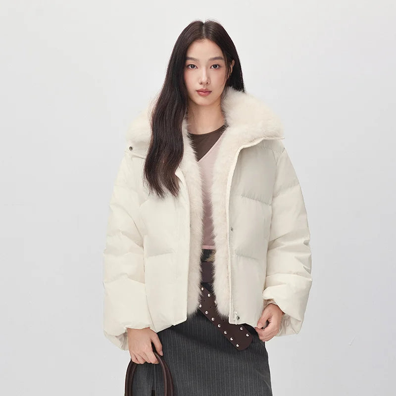 Semir Women Down Jacket Detachable Plush Collar 90 Percent Down Fill Water Repellent Windproof Versatile Outdoor 2026 New