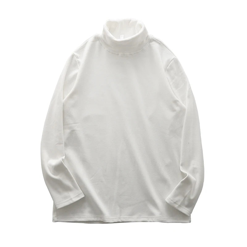DUKEEN Dralon Fabric Long Sleeve T Shirts for Men 2025 Autumn and Winter Thick Fleece Warm Turtlenneck Solid Color Undershirts