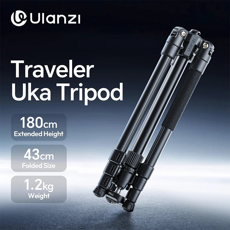 ជើងកាមេរ៉ា Ulanzi TT53 ទំហំ 1.8 ម៉ែត្រ សម្រាប់ធ្វើដំណើរ Uka Tripod ទម្ងន់ស្រាល ជាមួយជើងកាមេរ៉ា UKA Ballhead DSLR អាចបត់បាន ទ្រទ្រង់បាន 3KG