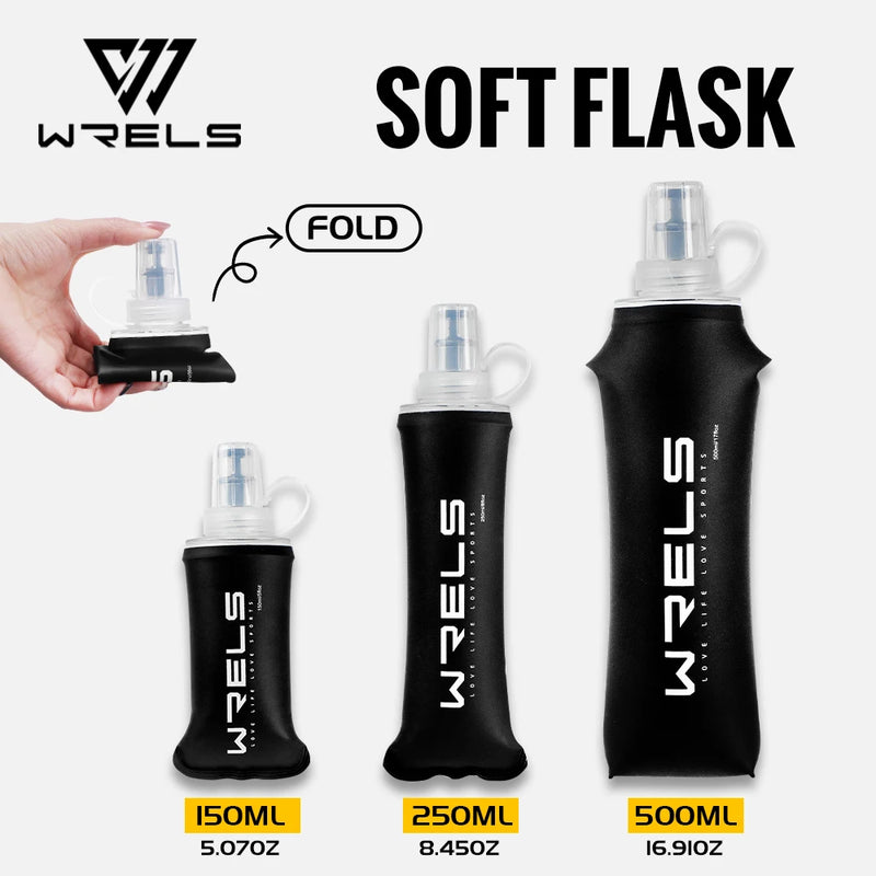 WRELS Water Bottle TPU Folding Soft Flask Outdoor Sport Water Bag Collapsible Water Bottle 500ml For Running Camping BPA Free