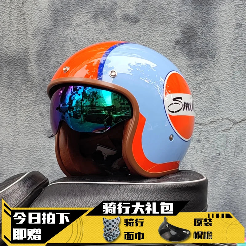 Retro Half Helmet Motorcycle Helmet Women's Motorcycle three-quarters Male American Cruising Motorcycle Half Helmet