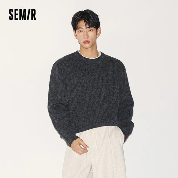 អាវយឺតប៉ាក់ Semir សម្រាប់បុរស រចនាបថបុរាណ រូបរាងជាស្រទាប់ ពណ៌ប្លុក រលុង កអាវមូល ឆ្នាំ២០២៦ សម្លៀកបំពាក់ប្រចាំថ្ងៃរដូវរងាថ្មី រចនាបថធម្មតាសម្រាប់ទីក្រុង