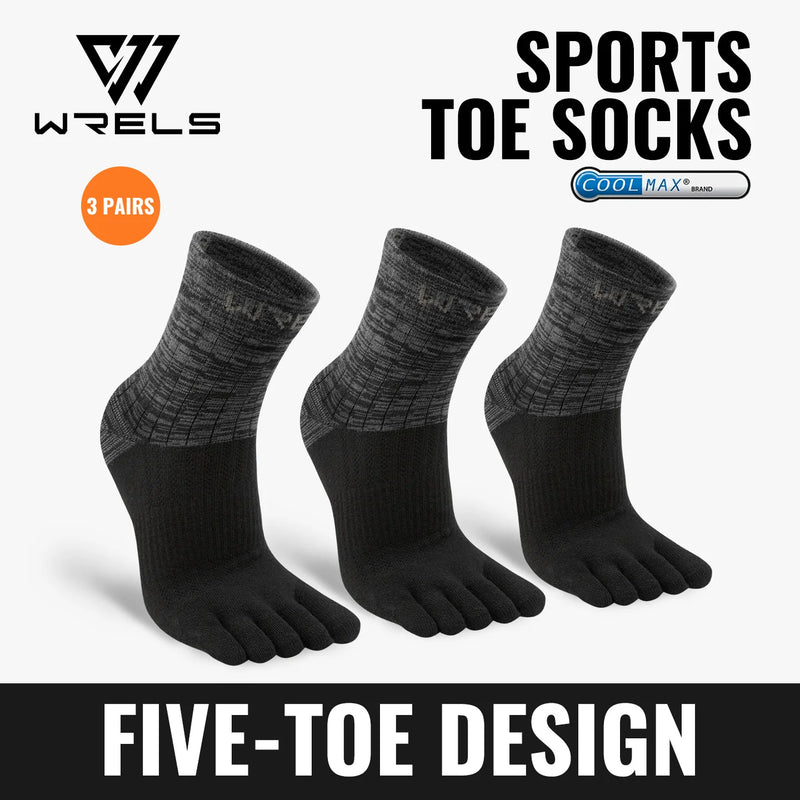 WRELS 1/2/3pairs COOLMAX Toe Socks for Men Women Running  Athletic Breathable Five Toe Quick Dry Performance Compression Toe Soc