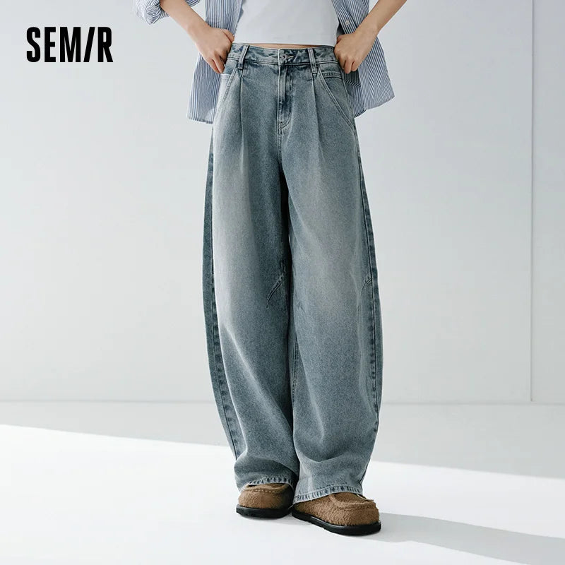 Semir Streetwear Jeans Women 2026 Spring Loose Wide Leg Fashion Style Trendy Casual Fashion Trousers
