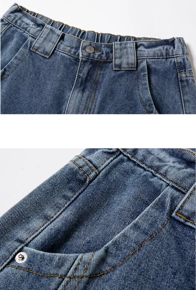 Men's Blue Jeans for Fall, Black Denim Pants, Spring Stylish Casual Trousers, Asian Sizes.