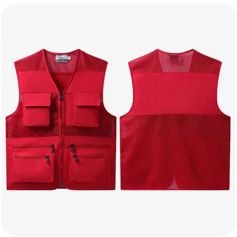 Summer Outdoor Men's Sleeveless Top Comfortable Fit Oxford Fabric Three-dimensional Multi-pocket Vest Fashionable Breathable