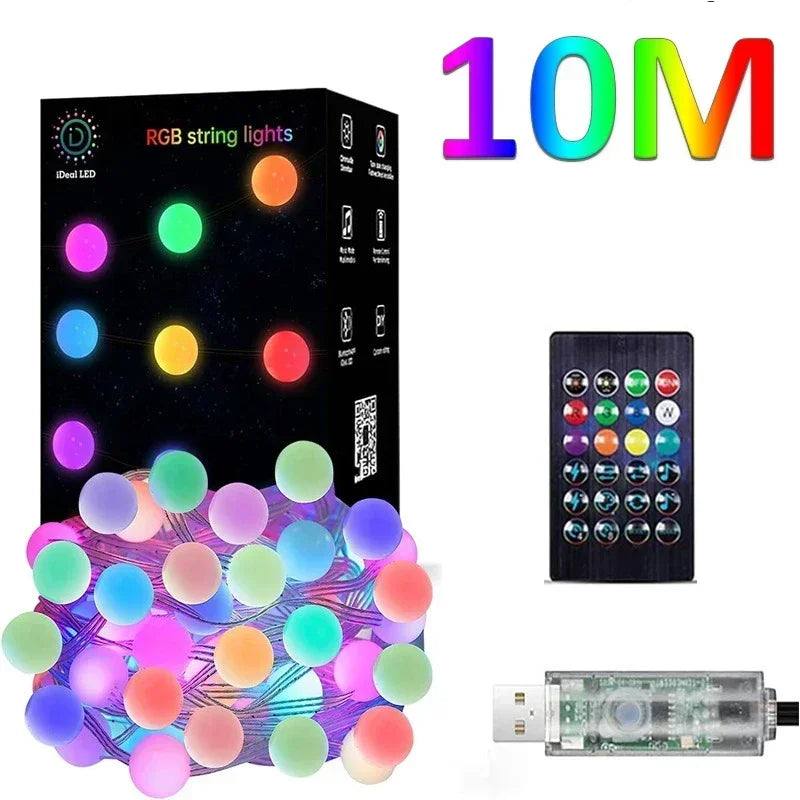 ភ្លើងខ្សែ LED ធ្វើសមកាលកម្មតន្ត្រី RGB ភ្លើងទេពអប្សរ ការពារទឹក DIY កម្មវិធីផ្លាស់ប្តូរពណ៌ ភ្លើងបរិយាកាសពិធីជប់លៀងសម្រាប់ហាឡូវីន