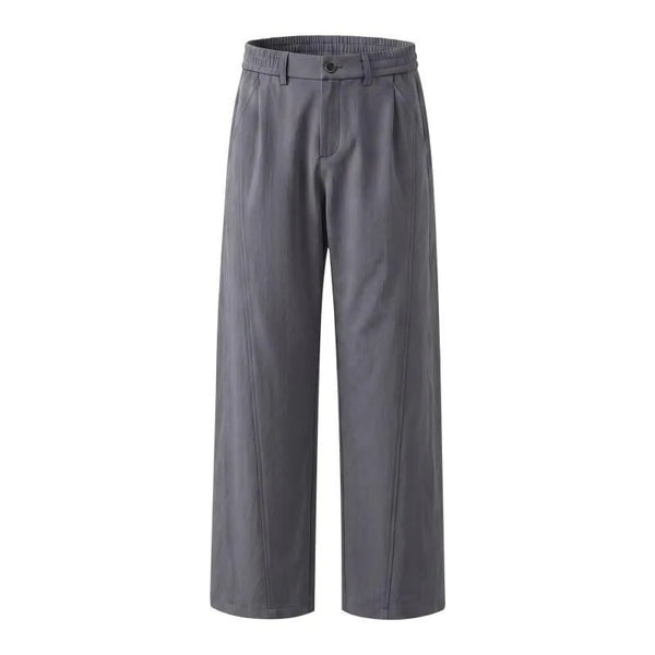 Classic Men's Relaxed Fit Chinos – High-Stretch Polyester Straight Cut Slacks with Elasticated Waistband