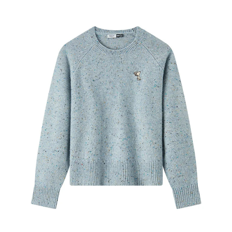 Semir Wool Blend Sweater Knit Top Women Winter 2025 Raglan Sleeve Embroidered Round Neck Cozy Trend