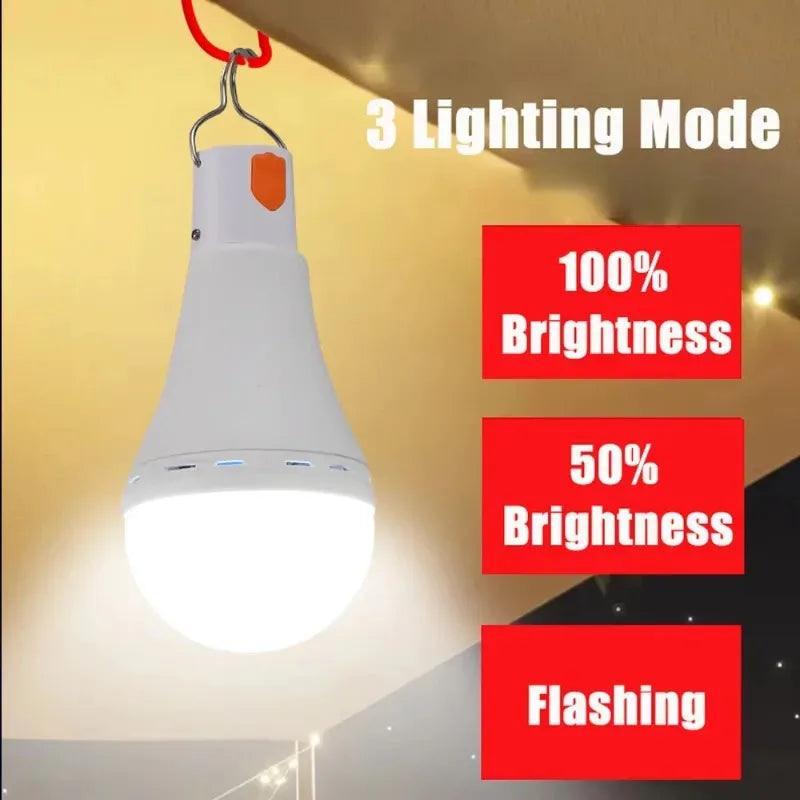 USB Rechargeable Light Bulbs Warm Light Bulb 3 Light Modes for Power Outage Camping Tent Portable LED Hanging Emergency Lamp
