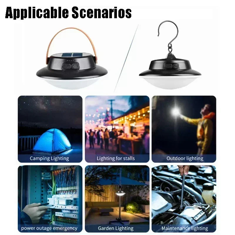 Solar High Power LED Camping Light 3 Modes Rechargeable Portable Lanterns Outdoor Emergency BBQ Waterproof Tent Lighting Lamp