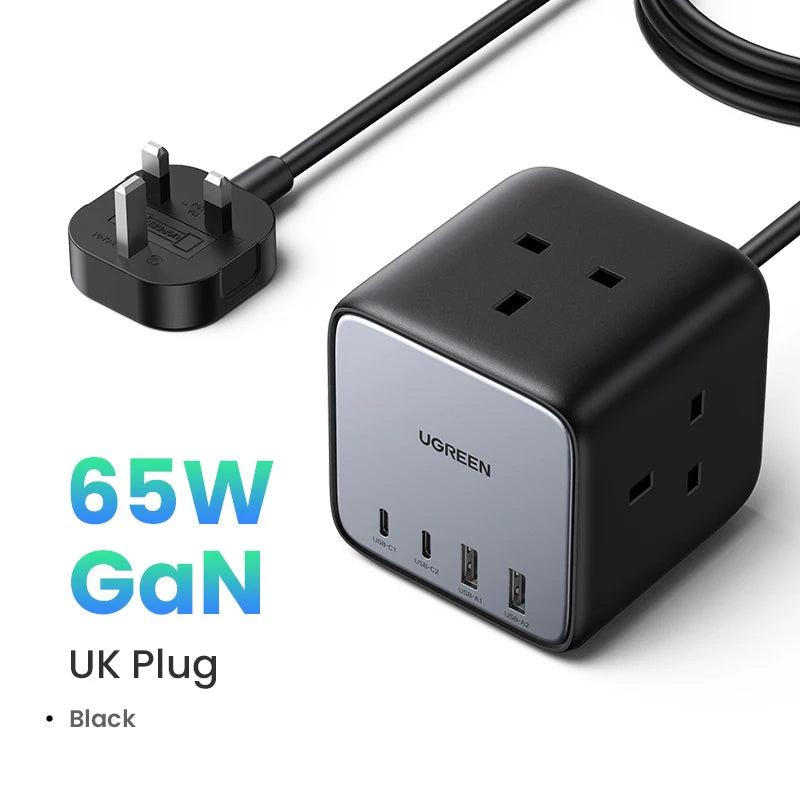 UGREEN 65W GaN Charger Desktop Charging Station USB C Power Strip Fast Charger for Laptop Macbook iPhone 17 16 Android Phone