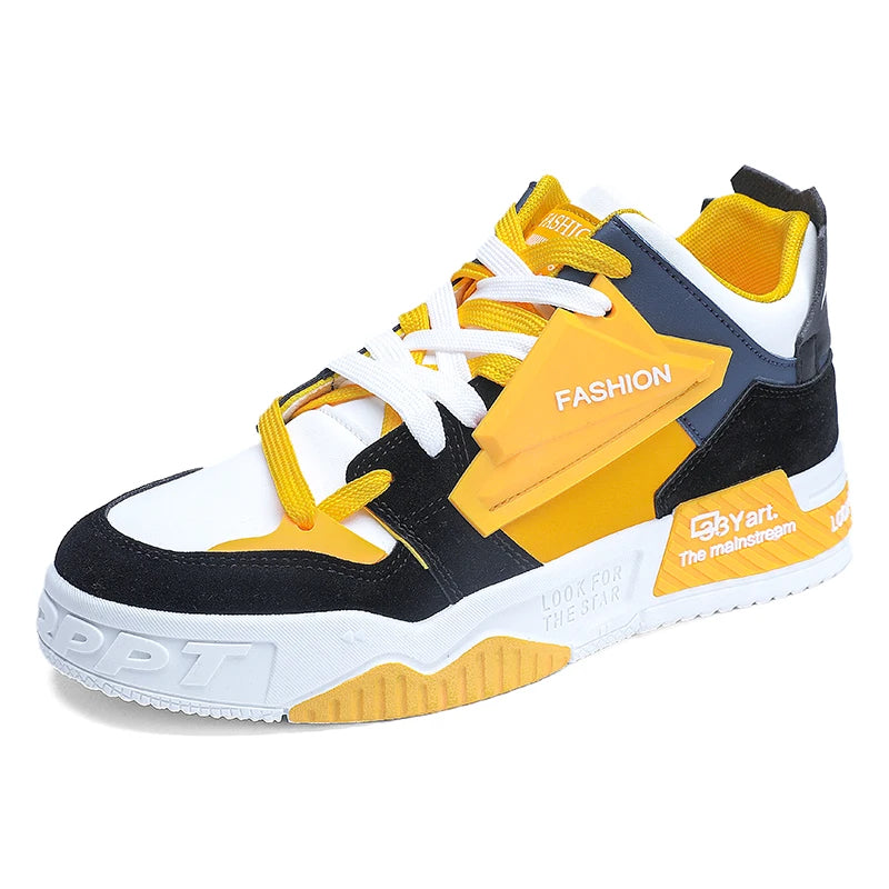 Mens Board Shoes Flat Autumn New High Top Luxury Design Anti Slip Casual Sports Thick Soled Street Lace-up Sneakers for Men