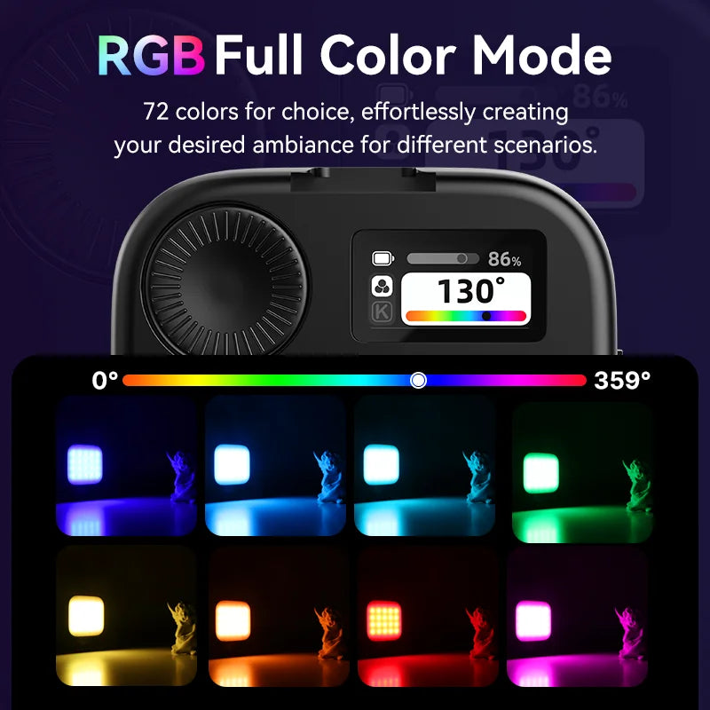 ភ្លើងវីដេអូ Ulanzi U60 ពណ៌ពេញ RGB 2500-9000K ពន្លឺពីរពណ៌អាចលៃតម្រូវបានសម្រាប់ការថតរូបបំពេញពន្លឺកាមេរ៉ាសម្រាប់ការផ្សាយផ្ទាល់ DSLR