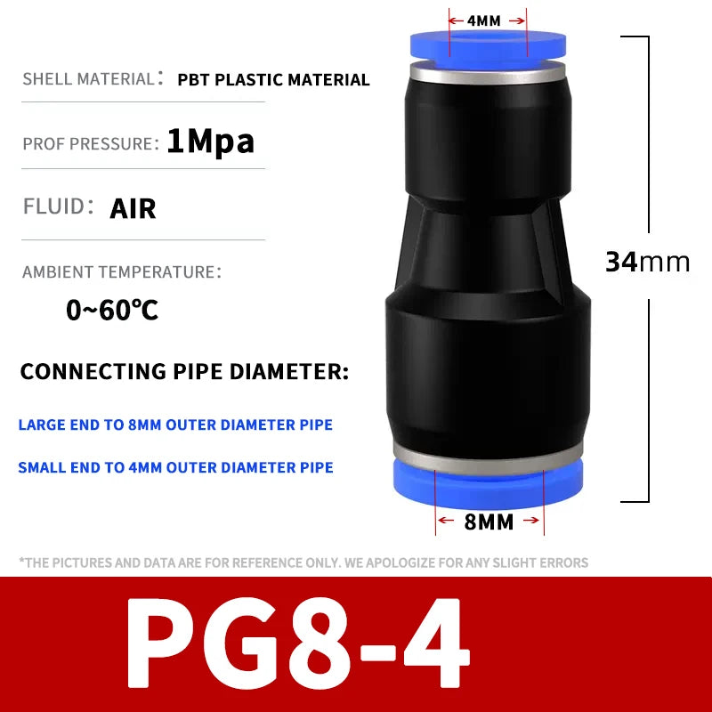 50/100/500/1000Pcs Pneumatic trachea quick connector plastic quick plug straight through PG PU8 PU4 PU5 PU10 12