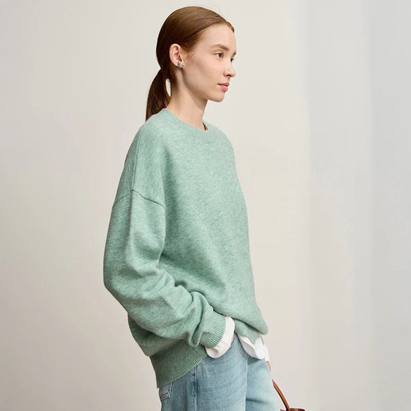 Amii Woman Minimalist Knit Pullover Versatile Casual O-Neck Loose Warm Basic Tops 2026 Winter New Sweater for Ladies 12554059