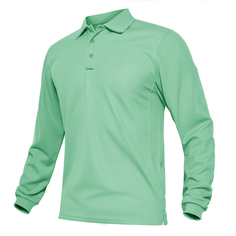 TACVASEN Summer Long Sleeve Performance Quick Drying Polos T-shirts Mens Office Shirt Golf Team Work Shirts Casual Tops