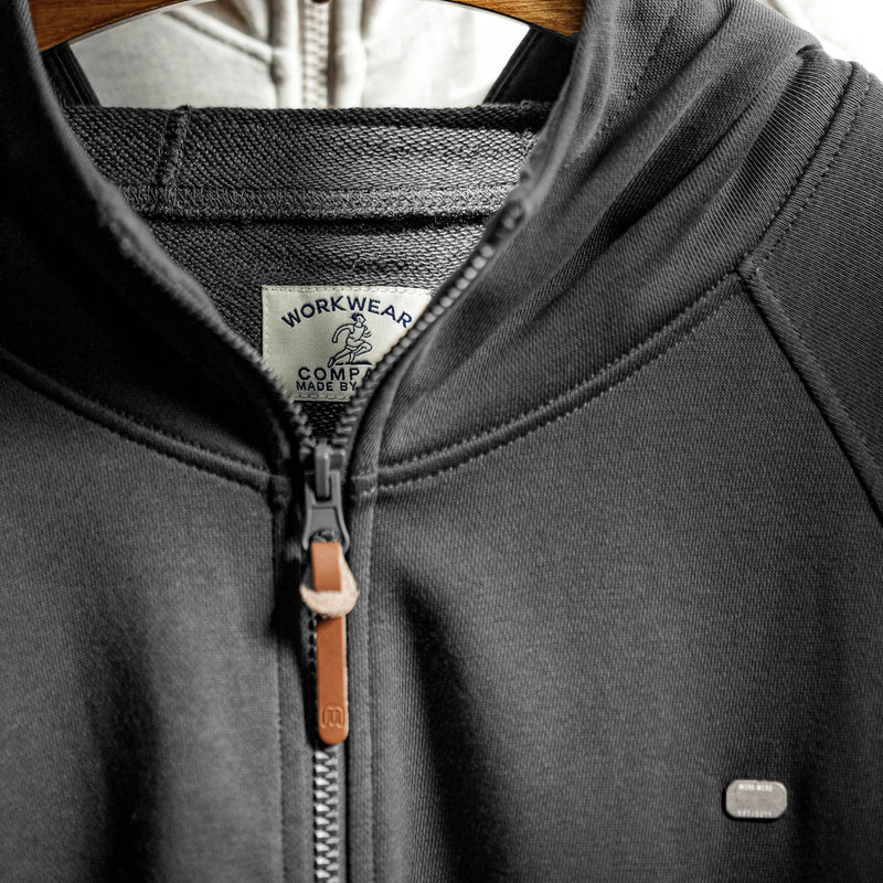 Maden Men's Casual Loose Fit Hoodie Raglan Sleeves Heather Gray Cardigan Ribbed Hem Long Sleeve Outerwear for Spring Fall
