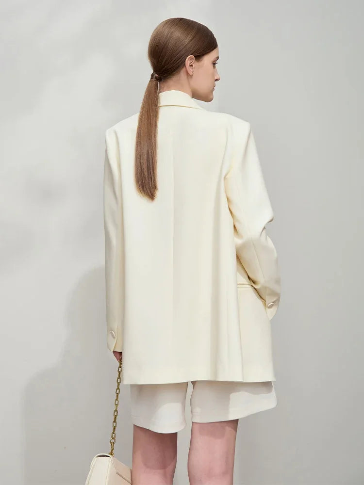 អាវធំ AMII Minimalist Blazer សម្រាប់នារី រដូវស្លឹកឈើជ្រុះ ឆ្នាំ២០២៥ ថ្មី កអាវបើកចុះ អាវក្រៅមានខ្សែសង្វាក់ អាវក្រៅស្មា ពណ៌ខ្មៅ 12521063