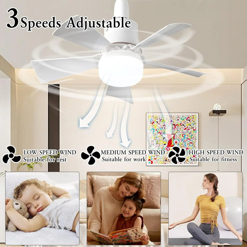 កង្ហារពិដាន LED ជាមួយភ្លើង E27 រន្ធបញ្ជាពីចម្ងាយ អាចបន្ថយពន្លឺបាន 30W កង្ហារឥតខ្សែឆ្លាតវៃទំនើប សម្រាប់បន្ទប់គេង ផ្ទះបាយ យានដ្ឋាន