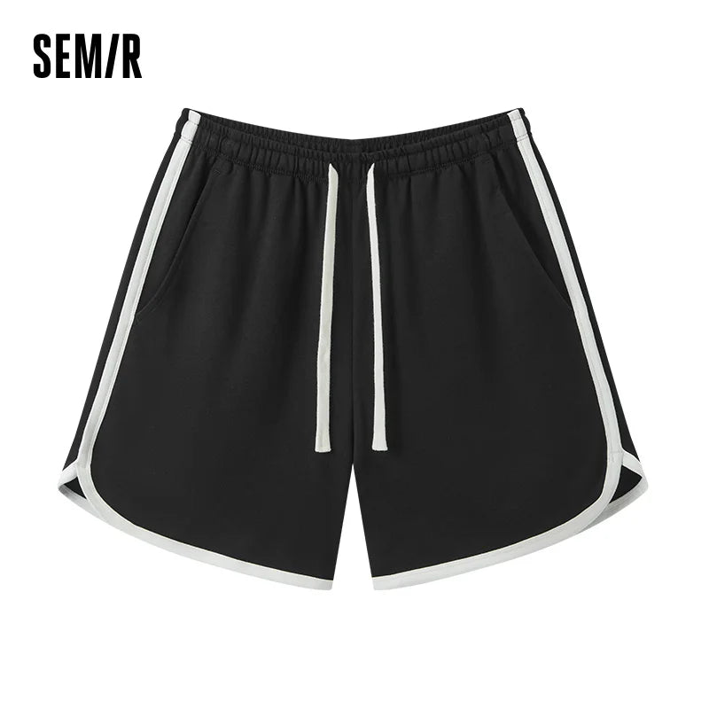 Semir Homewear Women Light Sporty Style Pure Cotton Shorts Summer Loose Sleep Pants Outerwear Narrow Waist Retro Color Block
