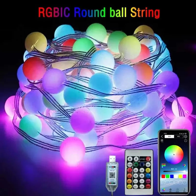 ភ្លើង ទេពអប្សរ ឆ្លាតវៃ RGBIC សម្រាប់ ពិធីជប់លៀង បុណ្យណូអែល ភ្លើង ខ្សែ សម្រាប់ កម្មវិធី បញ្ជា ពីចម្ងាយ ប្រើ ថាមពល ពី USB សម្រាប់ ធ្វើ សមកាលកម្ម តន្ត្រី សម្រាប់ ពិធីមង្គលការ និង ការតុបតែង ផ្ទះ ក្រៅផ្ទះ