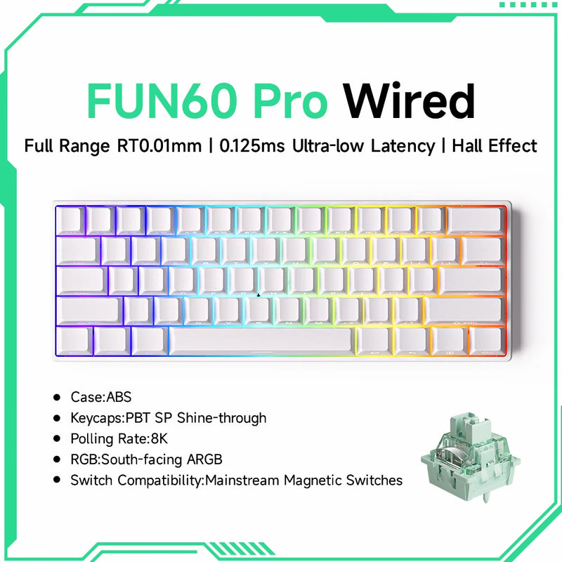 Akko MonsGeek FUN60 PRO&MAX HE Machanical Keyboard Magnetic Switch 60% Gaming Keyboard Rapid Trigger 8K Custom Keyboard
