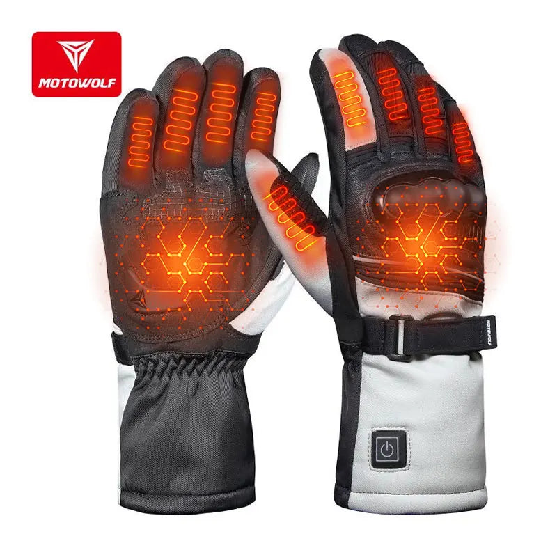 ស្រោមដៃម៉ូតូ Motowolf ស្រោមដៃក្តៅរដូវរងាស្បែកក្តៅការពារទឹកជ្រាបអេក្រង់ប៉ះម៉ូតូប្រឆាំងនឹងការធ្លាក់ការពារខ្យល់