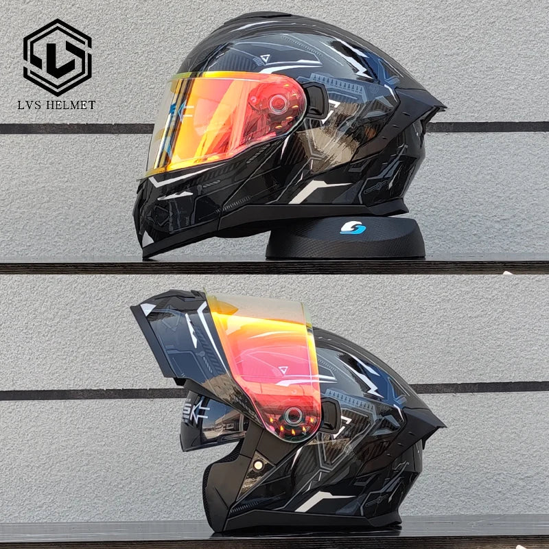 2025 latest motorcycle helmet modular flip helmet casque moto semi full duplex helmet suitable for both men and women LVS-909