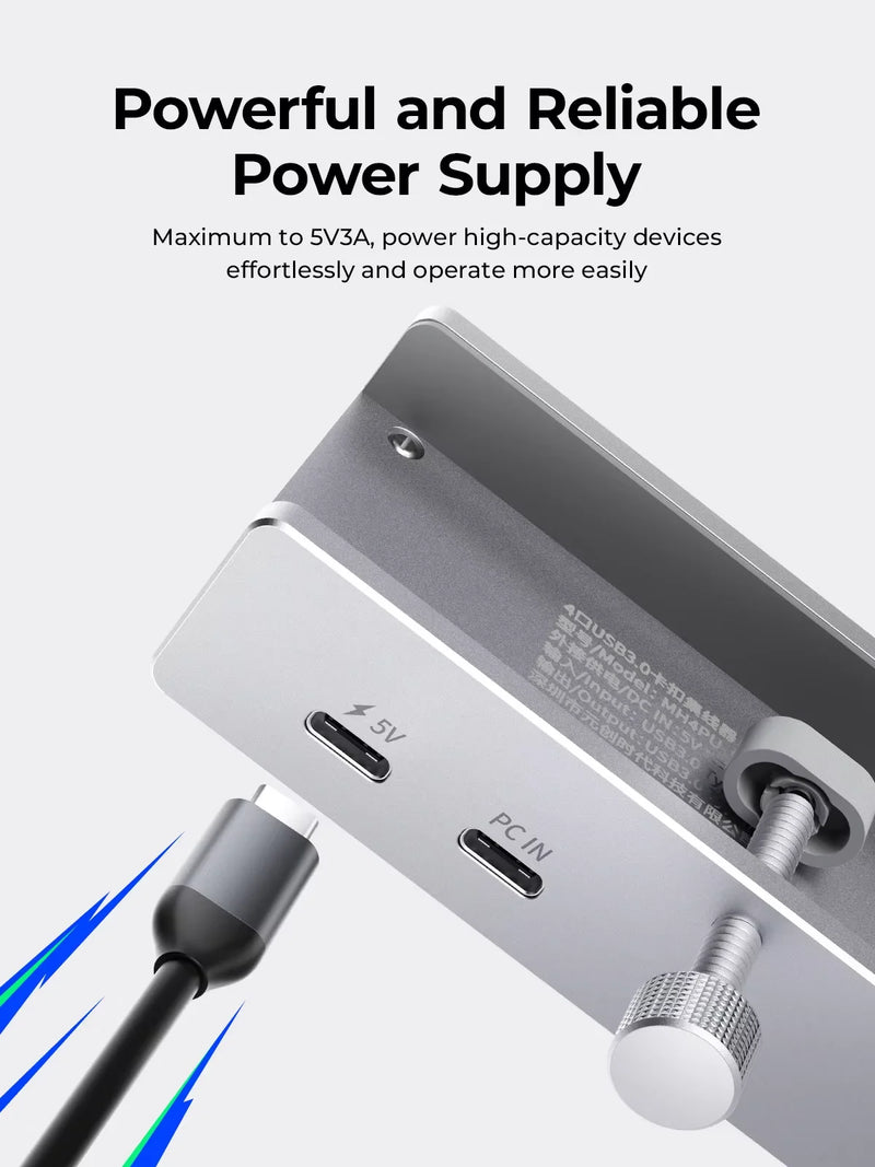 ORICO MH5PC USB 3.2 Hub 6-Port Expansion with Power Connector 10Gbps Protocol High-Speed Transmission SD TF Card Fast Reading