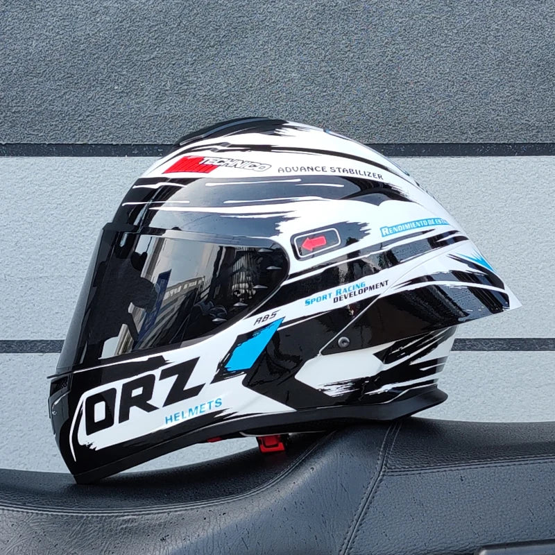 DOT Approved Full Face Motorbike Helmet Durable ABS Shell Large Rear Spoiler Windproof Sport Riding Helmet Casco Moto