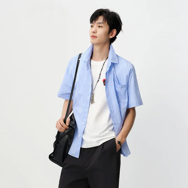 អាវបុរស Semir ឆ្នាំ ២០២៦ ឆ្នូតកប្បាសសុទ្ធ រលុង ងាយស្រួលប្រើ ម៉ូដធម្មតា ពាក់ប្រចាំថ្ងៃ