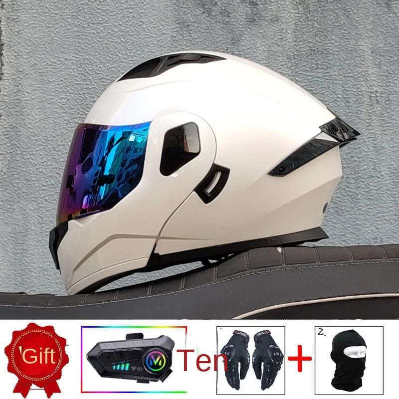 ORZ high-quality motorcycle professional racing flip helmet ABS material modular dual lens Bluetooth helmet DOT certification