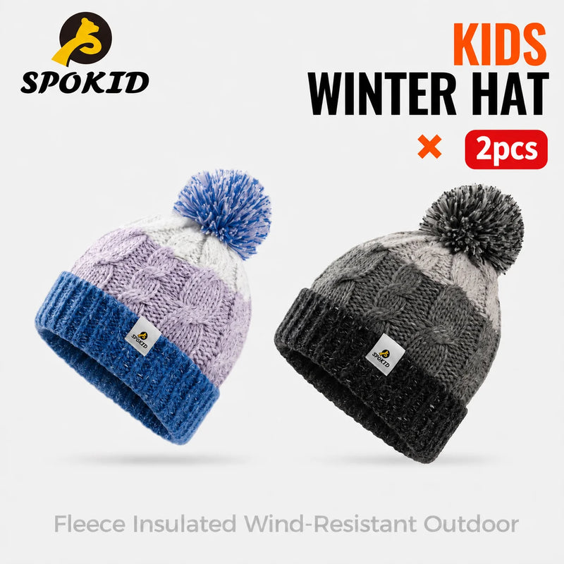 WRELS Merino Wool Knitted Hat Thick Warm Skull Cap Windproof Ear Protection Boys Girls Kids Winter Hiking Outdoor Skiing  Beanie