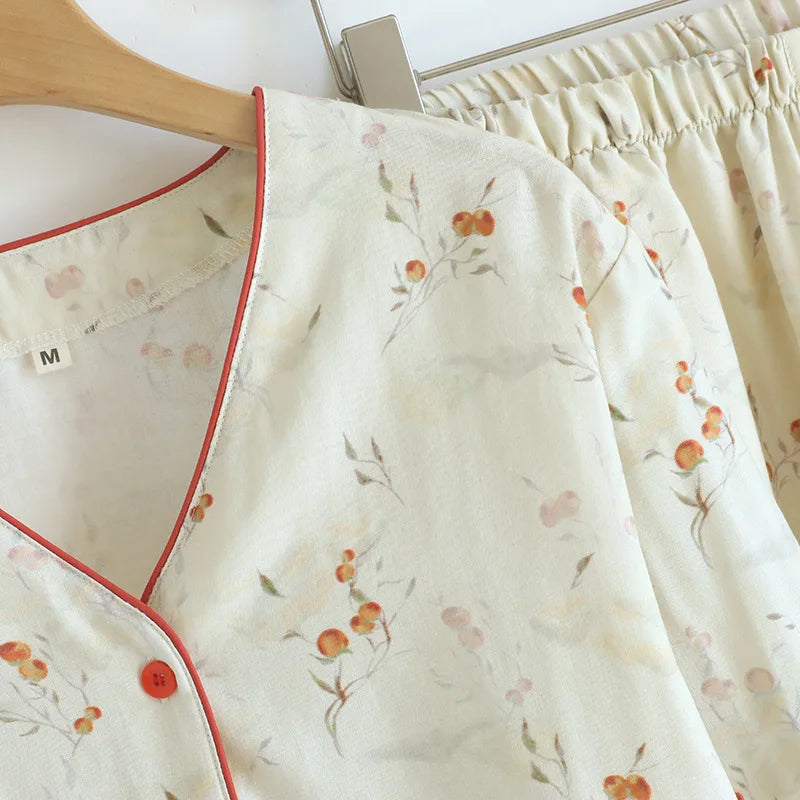 Floral Home Suit for Women Sleepwear Spring Autumn Long Sleeve Pajamas Two-piece Women's Set Night Wear for Ladies Pijama Pyjama