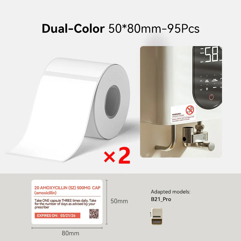 NiiMbot B21 Pro Thermal Printer Red Black Label Paper 300 DPI High-definition Printing Sticker for Warning Signs Supermarket