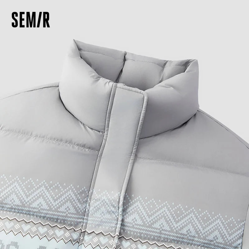 Semir Down Jacket Women Winter Waterproof Oil-proof Stain-proof 80% Down  Loose 2025 New Sweet Stylish Top Women'S Coat