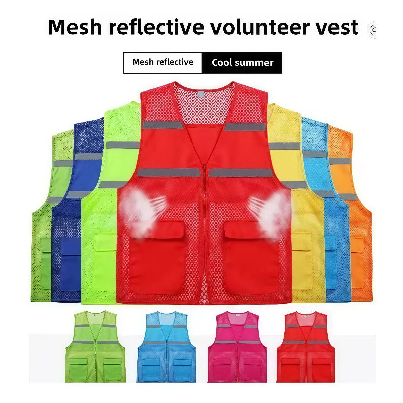 2025 Summer Breathable Mesh Fishing Vest Volunteer Workwear Custom Logo Printed Advertising Clothing Work Vest