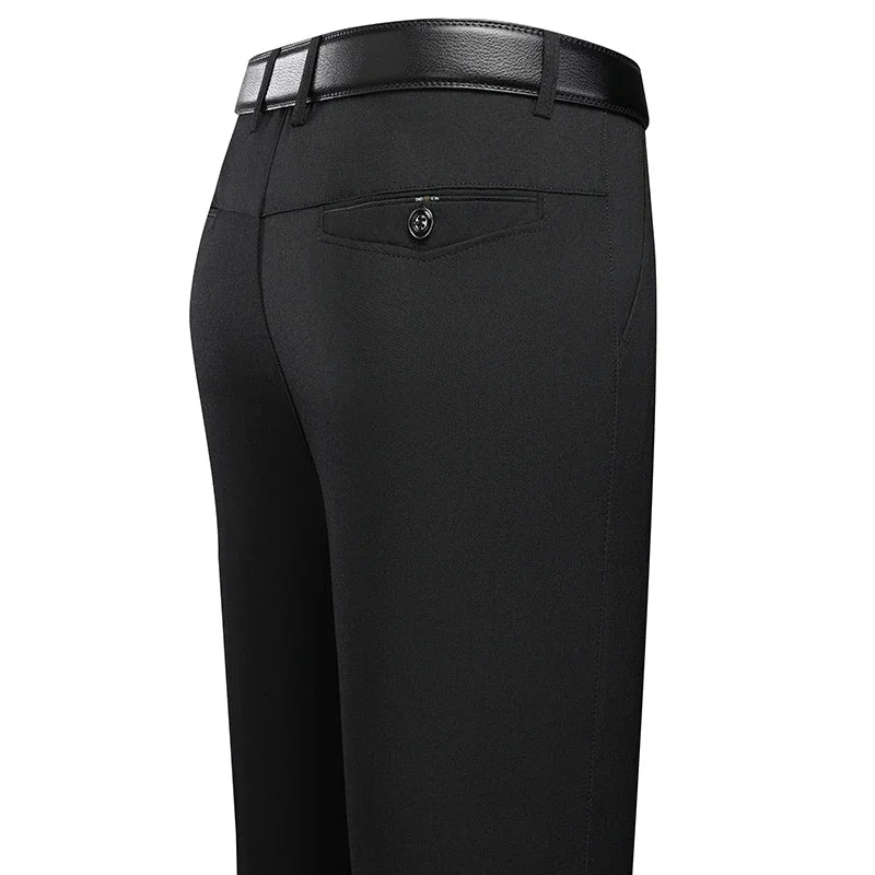 Spring Autumn Men Commuting Trousers Lightweight Linen Texture Fabric Comfortable Fit Formal Dating Daily Long Slacks