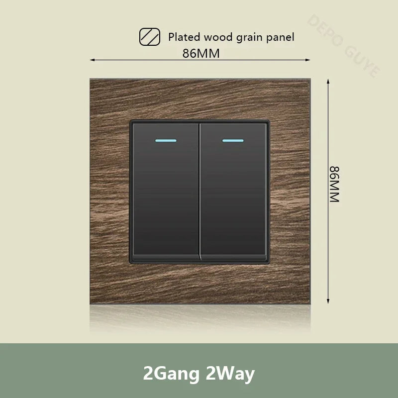 UK 18W Type-C Quick charge Dual Power Outlet,Universal Retro Wood Grain Electrical USB Socket,220V Electrical  Wall Light Switch
