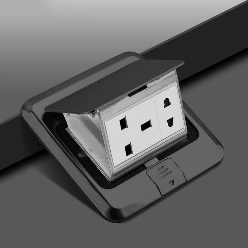 UK Standard 13A floor waterproof socket,British Kitchen Bedroom indoor Waterproof outlet hidden computer Stainless Steel plug