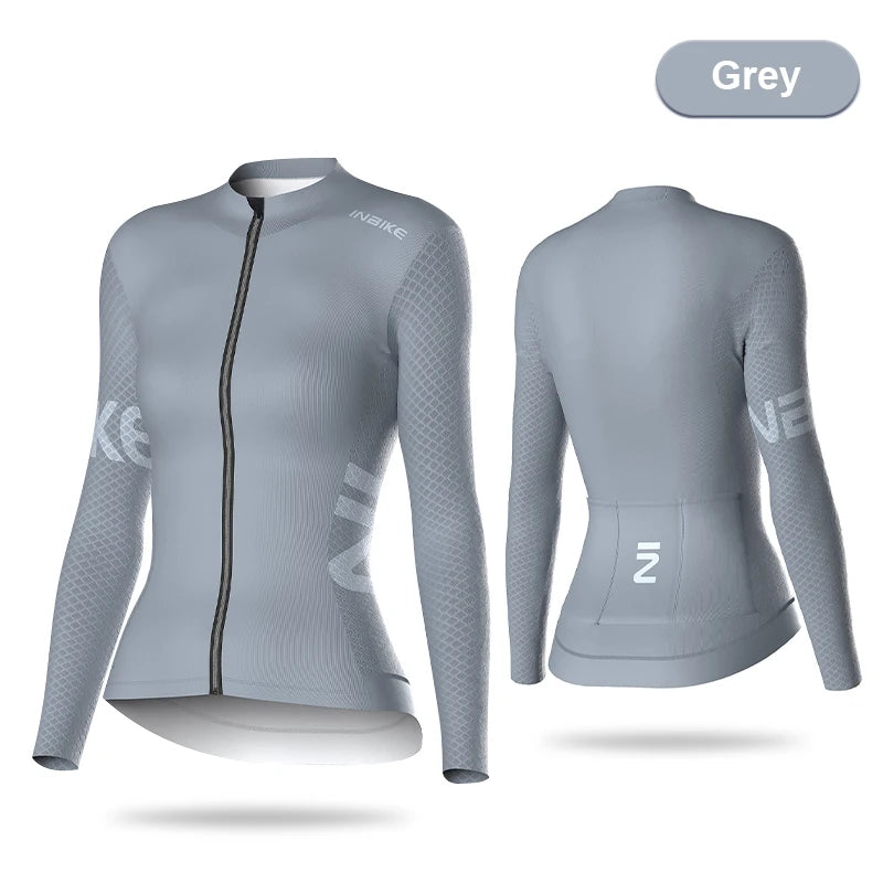 INBIKE Women's Long Sleeve Jersey MTB Cycling Jersey Spring  Autumn Biking Clothing Slim Top Shirts for Riding Road Bike Clothes