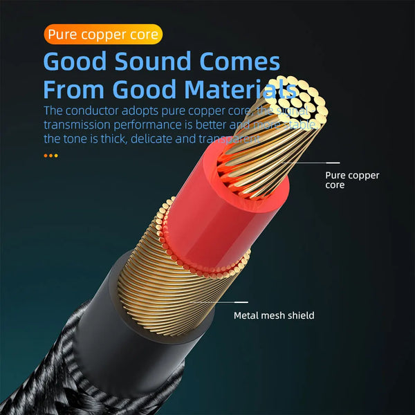 ខ្សែ Essager AUX 3.5mm Jack Audio Cable សម្រាប់ខ្សែឧបករណ៍បំពងសម្លេង កាសស្តាប់ត្រចៀក 3.5 mm Jack Hifi Aux Adapter Cord សម្រាប់កុំព្យូទ័រយួរដៃ Xiaomi Mi