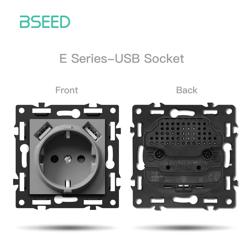 BSEED 1/2/3/4Gang Zigbee Click Switch Part Plastic Frame Smart Dimmer Curtain Switch Function DIY Part EU Smart Socket Parts