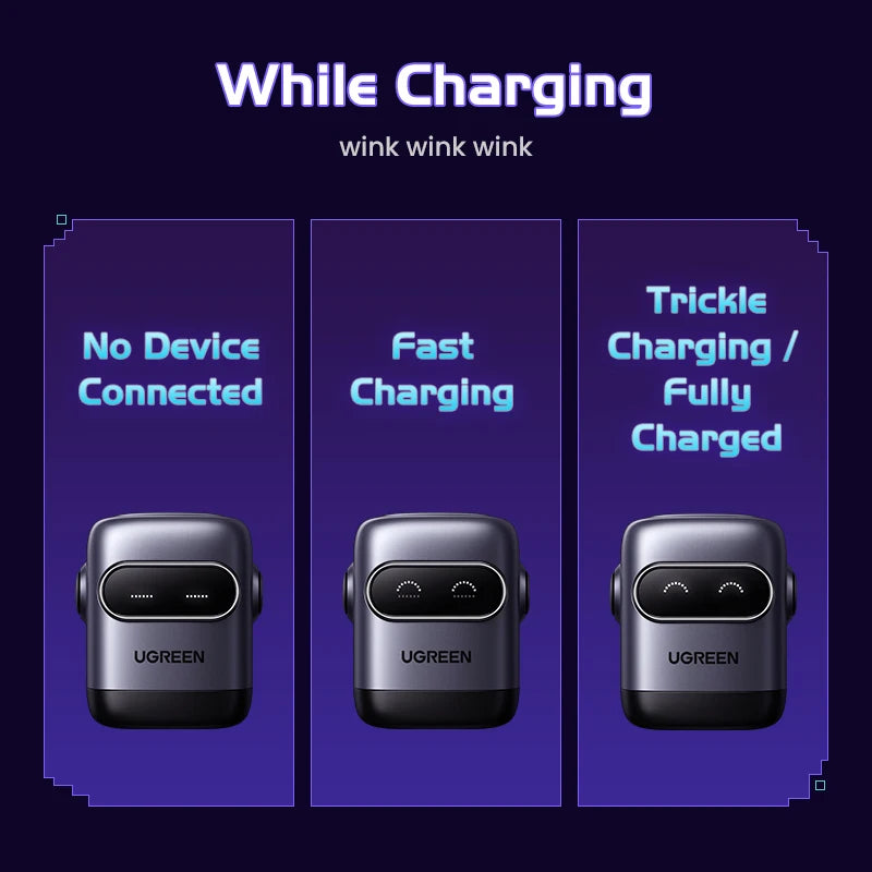 【US Plug】UGREEN 65W 30W GaN Charger Robot Design QC4.0 3.0 PPS for iPhone 18 17 16 Pro Macbook Laptops Tablet PD3.0 Fast Charg